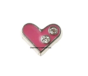 Dije flotante para medallón de memoria collar corazón rosa con amor de cristal - Imagen 1 de 2