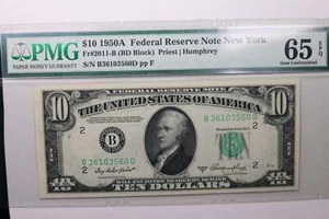 Billete de 10 dólares de la Reserva Federal 1950A, PMG 65 EPQ, venta en tienda #GFRB041 - Imagen 1 de 2