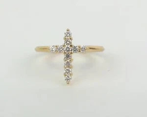 2Ct Round Simulated Diamond Engagement Cross Ring 14K Yellow Gold Plated Silver - Picture 1 of 5