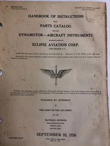 Eclipse Dynamotor- Aircraft Instruments Instructions & Parts Catalog 1938 - Bild 1 von 12
