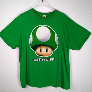Vintage SUPER MARIO BROTHERS Mushroom Green T-Shirt Get A Life 2XL - Picture 1 of 9