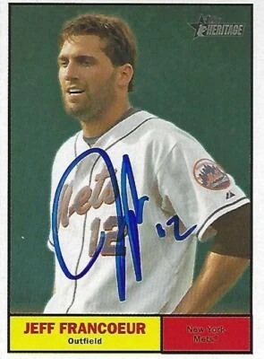 Jeff Francoeur Signed 2010 Topps Heritage Mets Baseball Card #380 Star Autograph - Image 1 of 4