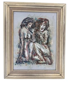 CALVIN WALLER BURNETT Ölgemälde - Gerahmtes Leinwandbild Signiert Zwei Frauen Selten! - Bild 1 von 19