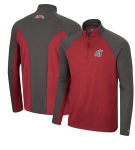 Men’s Colosseum Large Washington State Cougars Raglan 1/4 Quarter Zip Light NWT - Picture 1 of 6
