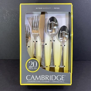 NEW Cambridge PEPINO Mirror 20-Piece Flatware Set Service for 4 Stainless Steel - Picture 1 of 11