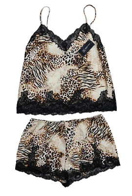 INC International Concepts 2-Piece Animal Print Lace Trim Women's Pajama Set NWT - Image 1 of 2