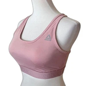 Sujetador deportivo Reebok rosa talla mediana acolchado ligero espalda de corredor - Imagen 1 de 9