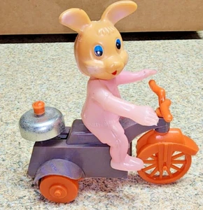 Vintage Easter Unlimited Wind-up Bunny on Tricycle Scooter. Works Great. - Picture 1 of 7