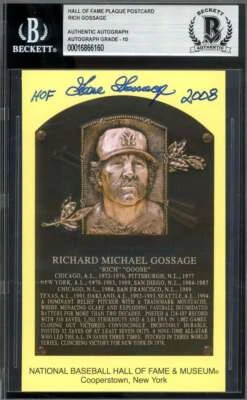 Gema de ganso Gossage como nueva 10 Beckett BAS firmada oro Salón de la Fama placa postal H Foto 1 de 2