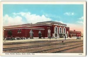 Union Pacific Station, North Platte, Nebraska - c1920 Postcard, CT American Art - Picture 1 of 2