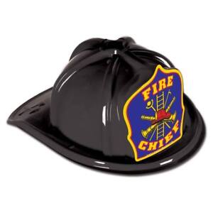 Fire Chief Plastic Hat Black Child Size Firefighter Birthday Party Favors
