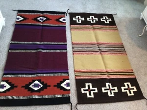2er Set Wollteppich Aztekischer Stammesgebiet Teppich Made in India 100 % Wolle Neu ohne Etikett - Bild 1 von 15