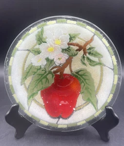 VTG Peggy Karr Fused Art Glass 8.25” Apple Blossoms Bowl Signed - Picture 1 of 4