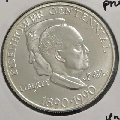 1990 W Eisenhower Centennial $1 Silver Dollar Commemorative Uncirculated Coin - Image 1 of 2