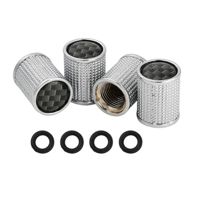 4x Tire Valve Stem Caps Silver Zinc Alloy Wheel Stem Caps Universal Fit Car Bike - Image 1 of 4