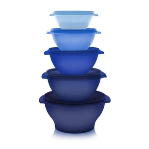 Tupperware Classic Servalier Bowl Set 5 New Shades of Blues - Picture 1 of 1