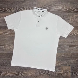 STONE ISLAND Patch Program White Compass Polo Shirt size XLarge - Picture 1 of 13