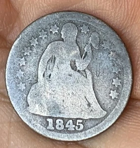 1845 Seated Liberty Dime 90% Silver Free Shipping - Picture 1 of 4
