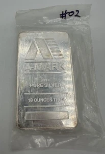 10 oz Pure Silver 999 Bar A-Mark Mint - Picture 1 of 9
