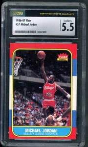 MICHAEL JORDAN BASKETBALL FLEET 1986-87 #57 GARDED CSG 5.5 EXCELLENT+ A55 - Picture 1 of 2