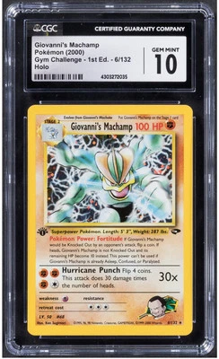 2000 Pokemon Giovanni's Machamp 6 1st Edition Gym Challenge CGC 10 - Image 1 of 2