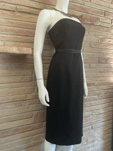 Michael Kors Strapless Black Wool Midi Dress Size 6 - Picture 1 of 14