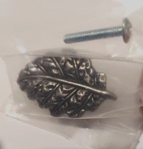 3 Antique Pewter Leaf Kitchen Cabinet Drawer Knobs 2" x 1  1/4" NEW - Picture 1 of 6