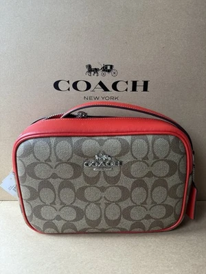 NWT COACH Women’s Jamie Camera bag CR135 Khaki Brown /Miami Red - Image 1 of 4