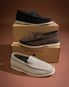 Ferro Aldo DARIO Men's Moc-Toe Canvas Casual Penny Loafers - Picture 1 of 25