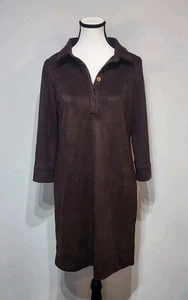 Gretchen Scott Brown Faux Suede Shift Dress Size Medium Norm Core Quiet Luxury - Picture 1 of 10