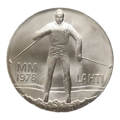 FINLANDIA 25 Markkaa El Campeonato Mundial de Esquí Nórdico FIS 1978, Plata - ¡¡UNC!!! Foto 1 de 2