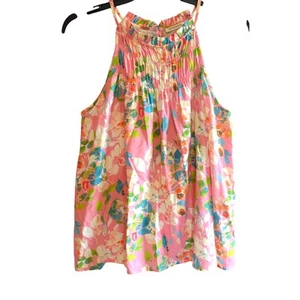 Blusa donna Staccato senza maniche rosa stampa floreale con volant, taglia small - Foto 1 di 4