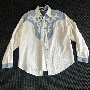 Vintage Western Cowboy Hemd X-Large Perlen Druckknopf bestickt zweifarbig USA Made - Bild 1 von 14