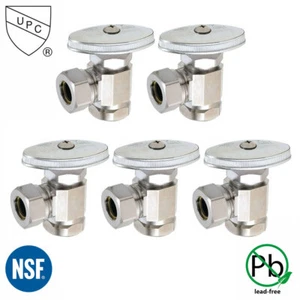 1/2 Inch Fip X 1/2 Inch Slip Joint Multi Turn Brass Angle Stop Valve - 5/Pack - Picture 1 of 2