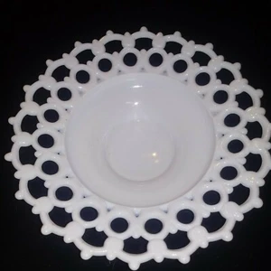 Vintage Milk Glass Filagree Lace pedestal footed Bowl Compote Vase Planter dish - Picture 1 of 9