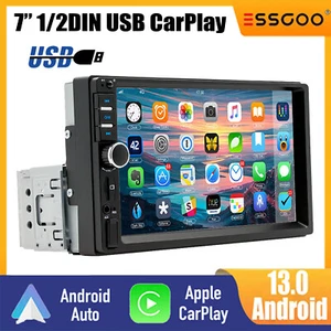 ESSGOO 1/2 DIN 7" Autoradio Universale USB FM Carplay Touch Screen Bluetooth SWC - Foto 1 di 14