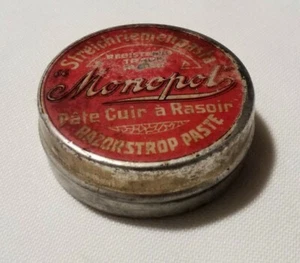 Antico Mini Contenitore di Latta Francese "Monopot" Razorstrop Pasta Streichrienienpasta - Foto 1 di 12