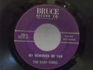 The Harp-Tones, Bruce 102, "My Memories Of You", US, 7" 45, 1954 R&B classique, comme neuf -