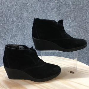 White Mountain Boots Womens 11 M Kahlua Desert Wedge Ankle Bootie Black Suede - Picture 1 of 18