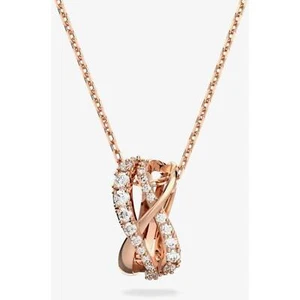Swarovski Women's Pendant Necklace Twist Rose Gold Tone Plated Crystal 5620549 - Picture 1 of 5