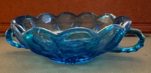 Anchor Hocking Fairfield Laser Blue Blass Bowl Handled Scalloped 5" Candy Dish - Picture 1 of 3