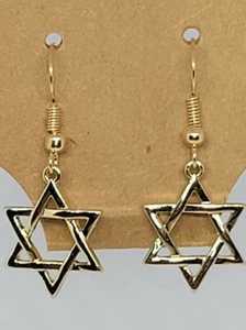 Pendientes colgantes Goldtone Estrella de David (Hanukkah) - NUEVOS - Imagen 1 de 1