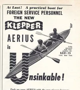 Klepper Aerius Unsinkable Portable Boat Vtg 1951 Print Ad 4.5 x 11 - Picture 1 of 2