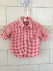 Janie And Jack Orange Gingham Check Linen Button Up Shirt 6-12 Months