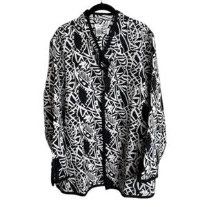 Ulla Popken Open Front Black White Reversible Blazer Jacket Plus Size 20/22 - Picture 1 of 7