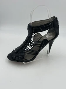 Sandalias de tacón de aguja con tiras de cuero negro VINCE CAMUTO para mujer talla 6,5 - Imagen 1 de 8