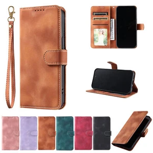 Strap Leather Wallet Phone Case for iPhone 16 15 14 13 12 11 Pro Max XR 7 8 SE - Picture 1 of 18