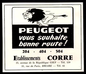 1962 -- WERBUNG PEUGEOT EINRICHTUNGEN CORRE GIEN BRIARE 3N488 - Bild 1 von 1