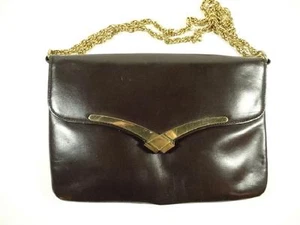 Vintage Dark Brown Leather Clutch Purse (Black, 8 in) - Picture 1 of 11