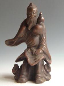 HERMIT BIRD BIZEN Pottery Statue 7.2 inch Japanese Antique Old Figurine Figure